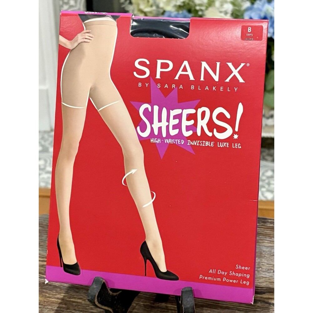 SPANX Sheers High-Waisted Invisible Luxe Leg Pantyhose - Very Black - Sz B - NIP